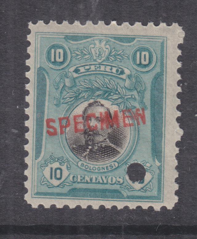 PERU, 1918 Bolognesi, 10c., ABN Punched Proof, SPECIMEN in Black, mnh.