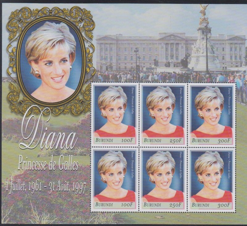 Burundi - 1998 - SC 756 - NH - Sheet of 6 - Diana