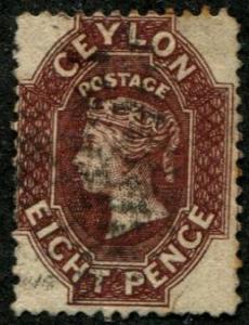 Ceylon SC#54b / SG#68 Victoria, 8d, p12-1/2, wmk 1b