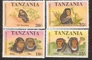 Tanzania 1992 Chimpanzees Monkey Wildlife Mammals 4v Set MNH # A01384