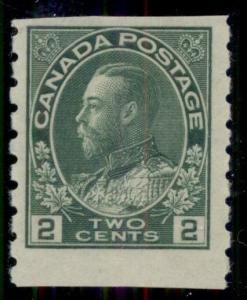 CANADA #128, 2¢ green, p. 8 vertically, og, NH, VF, Scott $50.00
