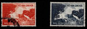 Republic of South Vietnam Scott 201-202 Used Gougah waterfalls set