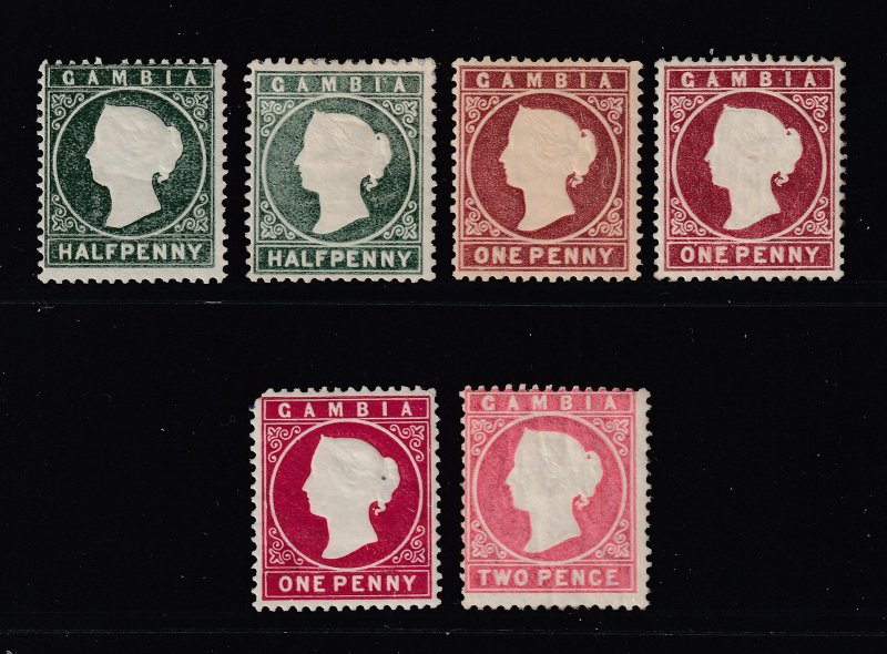 Gambia x 6 MH QV embossed heads