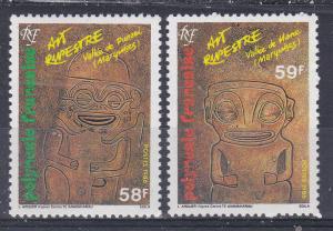 Fr. Polynesia 436-37 MNH 1986 Tiki Carvings