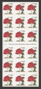 1993 US Scott #2490a 29c Roses, Sheet of 18 MNH