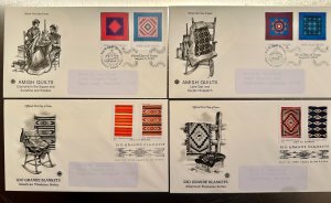 4 FDC's Amish Quilts & Rio Grand Blankets PCS