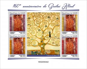 NIGER - 2022 - Gustav Klimt - Perf 4v Sheet - Mint Never Hinged