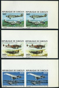 Djibouti C124-C126 imperf pairs,MNH. Mi 248B-250B. Powered Flight,75th Ann.1979.