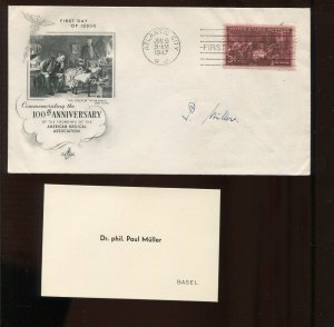 Paul Hermann Müller Swiss Chemist Nobel Prize for DDT Signed Cover & Card CV1207