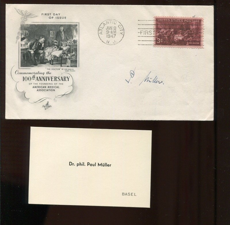 Paul Hermann Müller Swiss Chemist Nobel Prize for DDT Signed Cover & Card CV1207