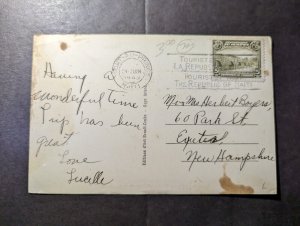 1949 Republic of Haiti Postcard Cover Port Au Prince to Exeter NH USA