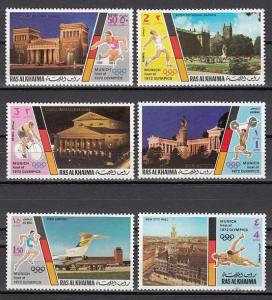 Ras al Khaima, Mi cat. 724-729 A. Munich Olympics issue. ^