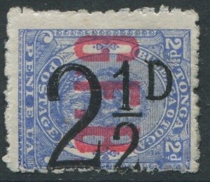 Tonga Official 1894 SGO7 2½d on 2d ultramarine G.F.B. MLH