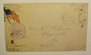 US APO 8 MARINE FREE 1917 FLAG CACHET CENSOR COVER