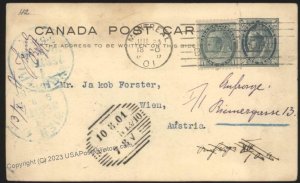 Canada 1901 Victoria Upfranked Card to Vienna Austria Cover 111362