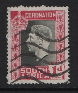 South Africa #75a  used 1937  coronation  .   1d .  single .  English