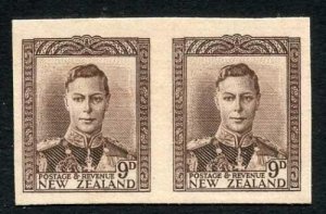 New Zealand KGVI 9d brown Imperf Pair of Proofs on Backing Card 