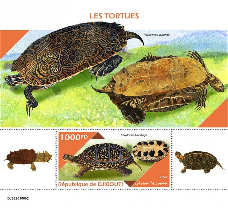 DJIBUTI - 2022 - Tortoises/Turtles - Perf Souv Sheet #2 - Mint Never Hinged