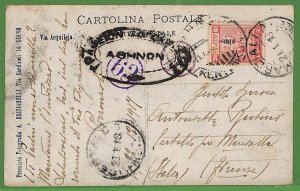 ad0900 - GREECE - Postal History - Overprinted stamp on CENSORED CARD to ITALY