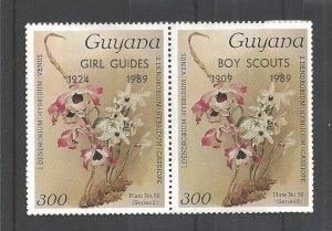 1989 Girl Guides Boy Scout Guyana flower black overprints