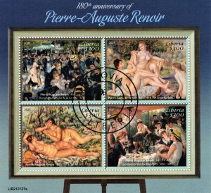 LIBERIA 2021 - Paintings, nudes Renoir/ minisheet