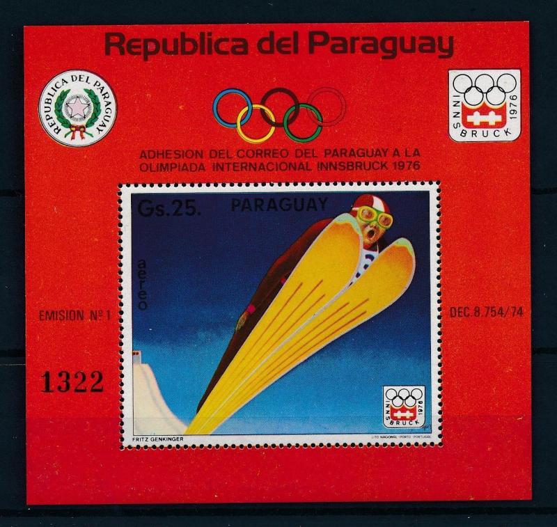 [55098] Paraguay 1975 Olympic games Innsbruck Ski jumping MNH Sheet