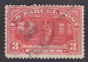 US Stamp #Q3 3c Carmine Rose Parcel Post USED SCV $6.00