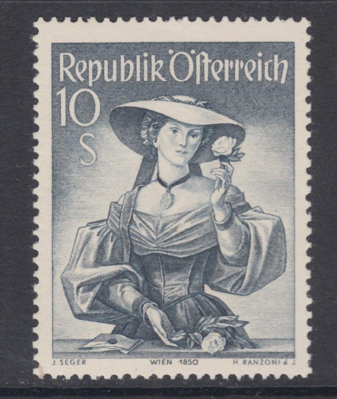 Austria Sc 556 MLH. 1950 10s gray Costume of Vienna, top value to set