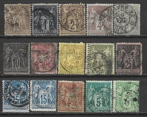 COLLECTION LOT 7542 FRANCE 15 STAMPS 1876+ CV+$30