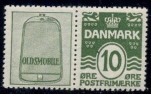 DENMARK (RE17) 10ore green OLDSMOBILE advertising pair, og, NH