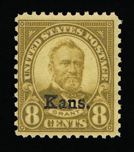 GENUINE SCOTT #666 F-VF MINT PRISTINE OG NH 1929 KANSAS OVERPRINT ISSUE #8963