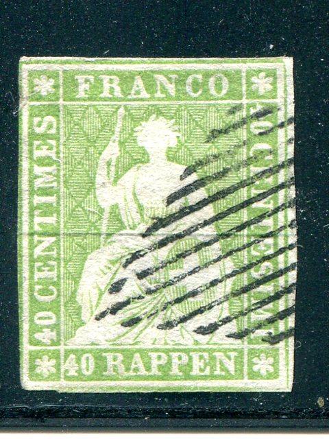 Switzerland  #19   used  F-VF Cat $325 -  Lakeshore Philatelics