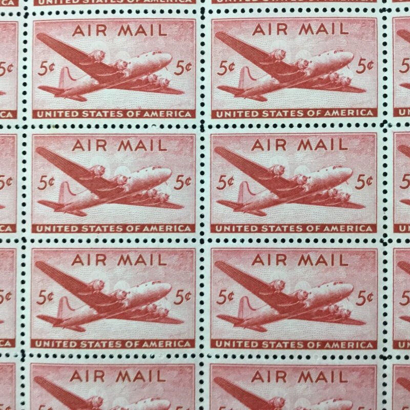C-32    DC-4 Skymaster    MNH 5 cent sheet of 50    Issued in 1946