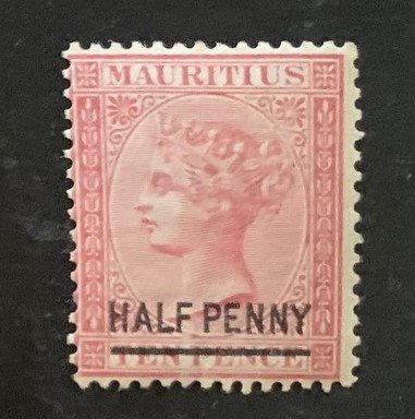 STAMP STATION PERTH Mauritius #46 QV Overprint Mint No Gum Unwatermarked 1876