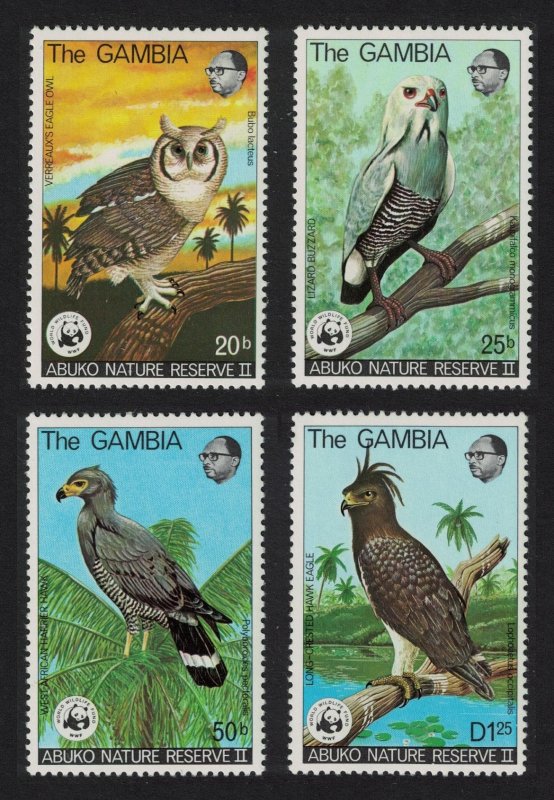 Gambia Owl Hawk Eagle Birds WWF 1978 MNH SC#381-384 SG#400-403