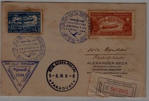 Paraguay registered Zeppelin card 9.6.34