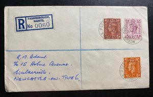 1955 Farnborough England Mobil Post Office Registered Cover To Newcastle