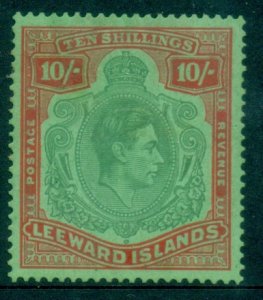 Leeward Is 1938-51 KGVI Portrait 10sh red & green on emerald MLH