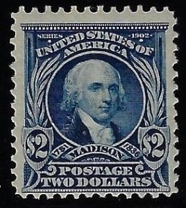 Scott #312 - $650.00 – Fine-OG-LH – Intense color. Lovely $2.00 Madison.