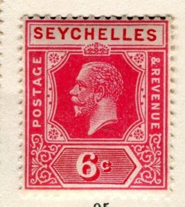 SEYCHELLES; 1917-22 early GV issue fine Mint hinged 6c. value