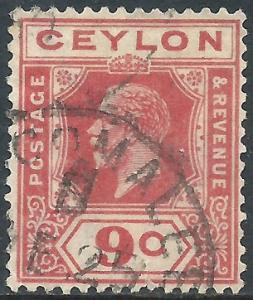 Ceylon, Sc #232, 9c Used