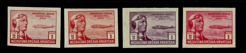 Croatia SC# B34 Trial Color Proofs (4) MNH / Last w. Small Bottom Tear - S9607