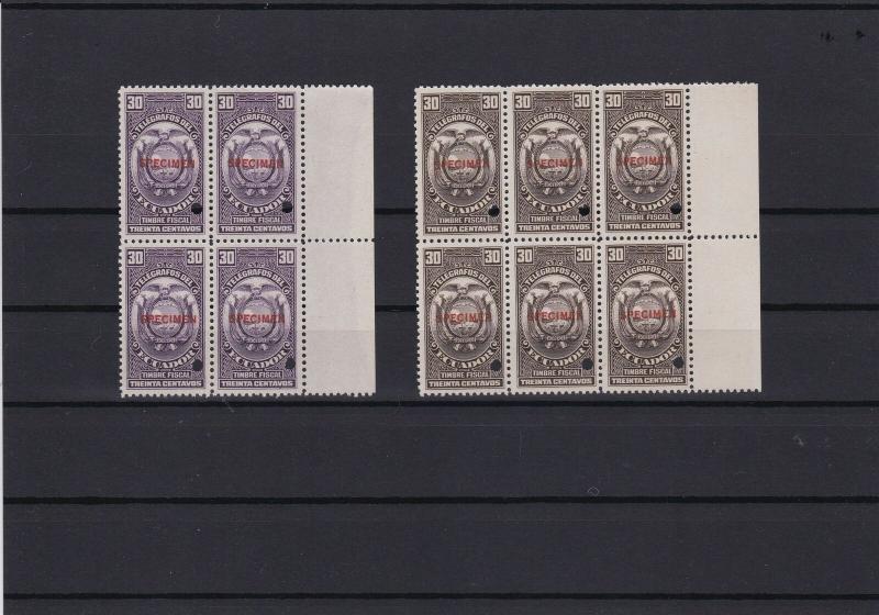 ecuador specimen revenue mint never hinged  stamps blocks ref r12791