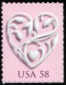 SC#4152 58¢ Wedding Hearts Single (2007) SA