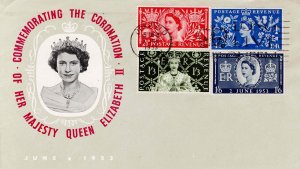 Great Britain 1953 Cover Sc 313-16 Coronation Commemorative Souvenir Stationery