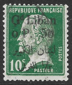 Lebanon 50c on 10c green Pasteur issue of 1924 Scott 39 Used