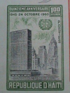 HAITI-1960 U.N. HEADQUARTER NY-USA 15TH ANNIVERSARY  IMPERF:-S/S MNH VERY FINE