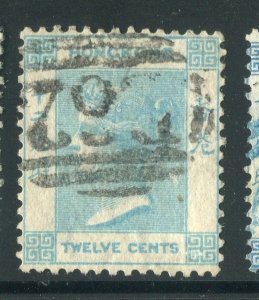 HONG KONG; 1863 classic QV Wmk. CC issue fine used Shade of 12c. value