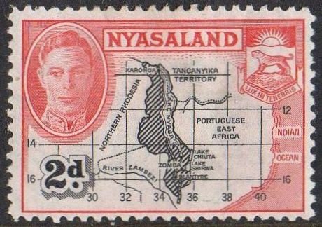 Nyasaland 1945 2d Map MH