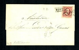 GS14 Netherlands Franco Cover folded #2 Imp.10c  1850s King William 111